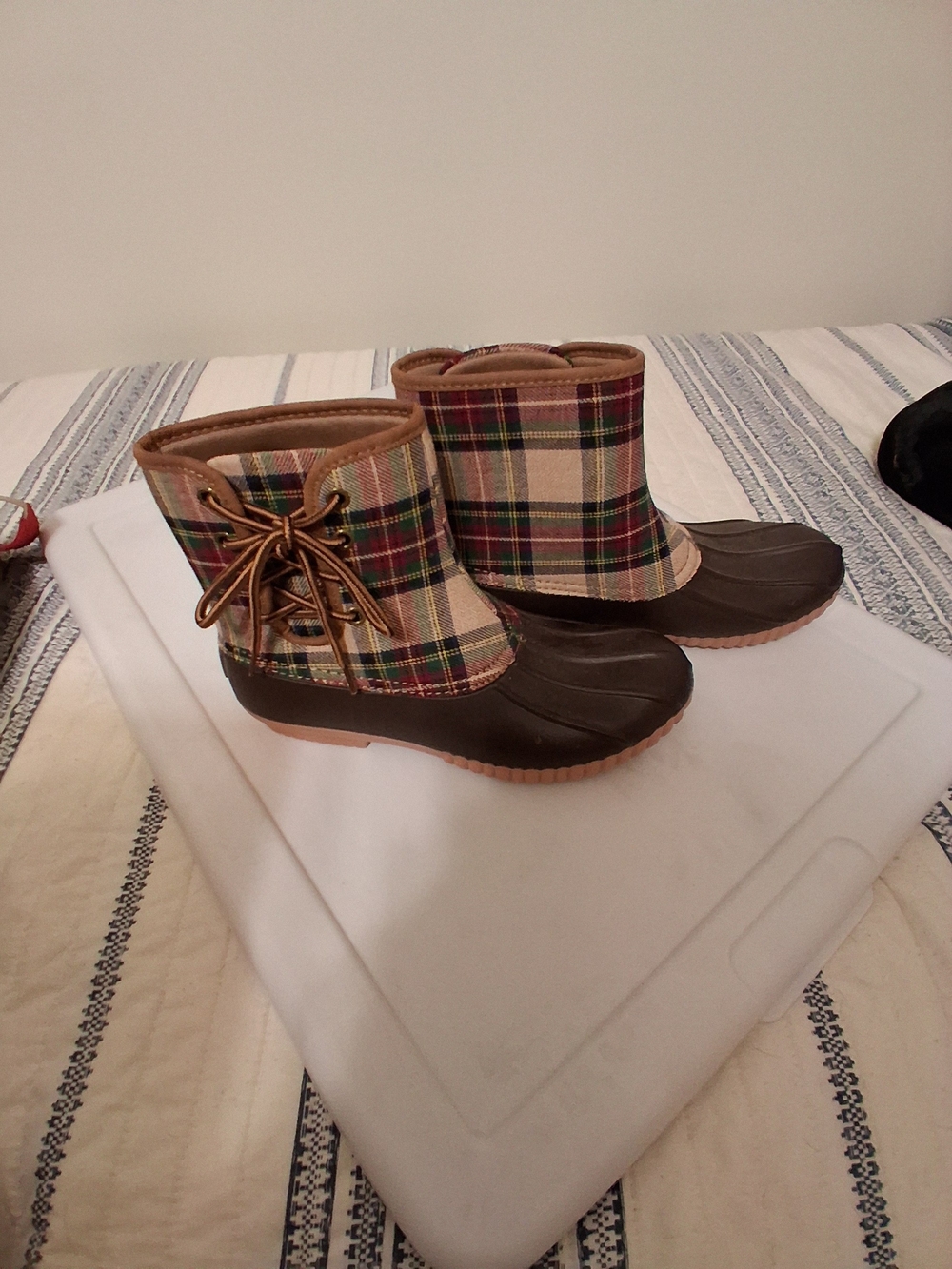 Plaid Waterproof Duck Boot - Brown Plaid